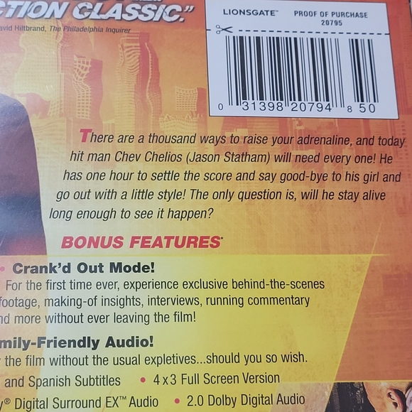 ๐ 3 for $10 ๐ DVD Crank (2006) full screen edition EUC - Picture 3 of 6